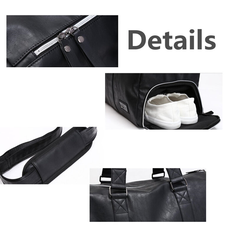 2021 New Men Travel Duffle Bags Black Waterproof PU Leather Handbags Shoulder Bag For Women Man Totes Large Capacity Weekend Bag