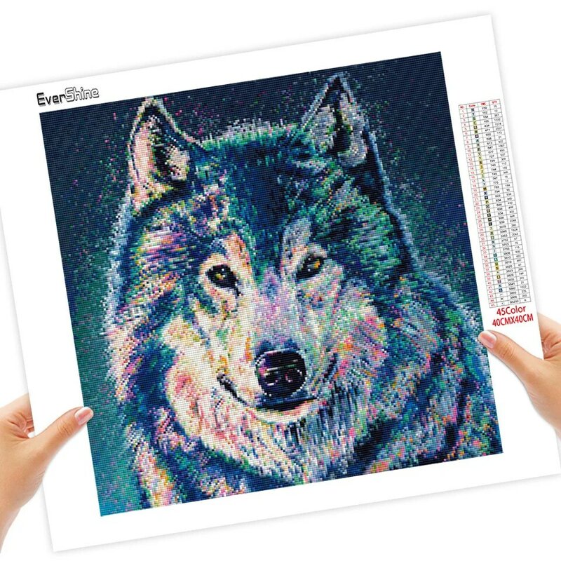 EverShine-pintura de diamante 5D DIY, imagen de Lobo, bordado de diamantes de imitación, Animal, mosaico cuadrado completo, decoración de pared