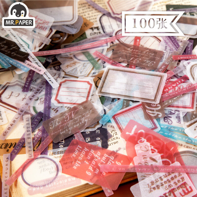 Mr.paper-8 diseños, 100 unids/lote, días en inglés, Material para álbum de recortes DIY, paquete de papel tornasol, tarjeta Retro LOMO