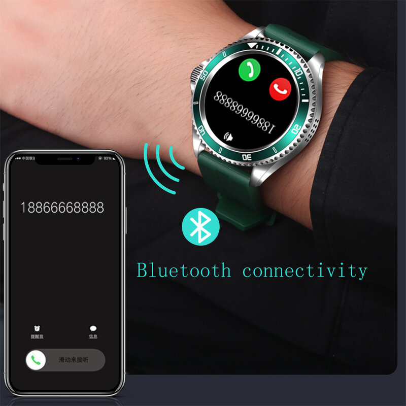 Mp3 relógio inteligente masculino 1024m 350mah música local bleutooth chamada relógios de luxo ios freqüência cardíaca esporte fitness smartwatch como samsung