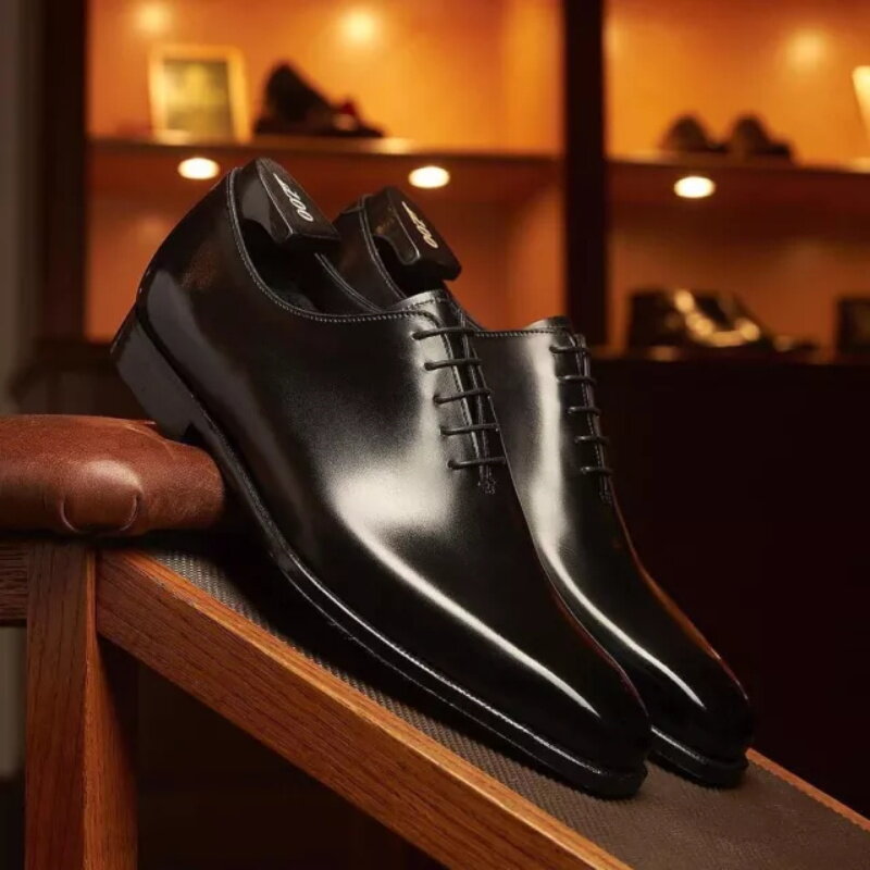 Leather Shoes Men's Breathable Fashion Business Casual Leather Black High Formal Men's Shoes Zapatos De Hombre  Men Shoes YX112