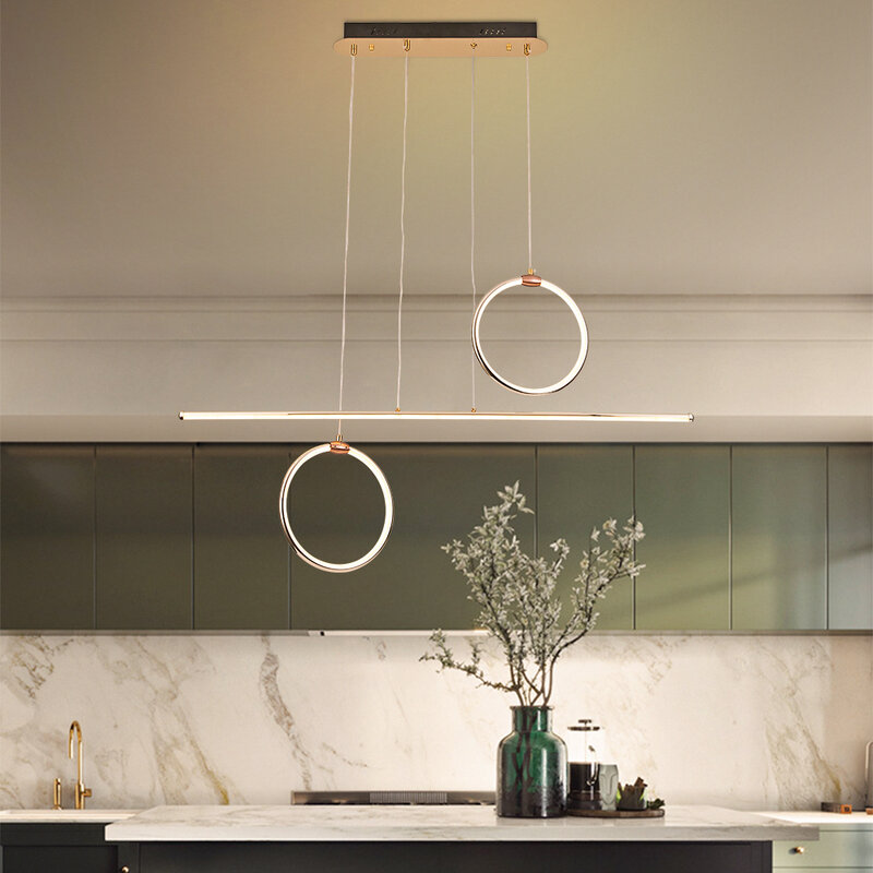 Skandynawski złoty pierścionek żyrandole luksusowe oświetlenie sufitowe LED do salonu Dinging sypialnia kuchnia minimalistyczna lampa wisząca