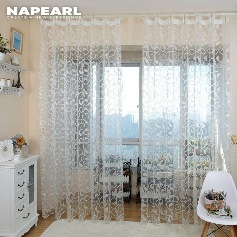 NAPEARL Amerikanischen Stil Jacquard Floral Design Fenster Vorhang Sheer für Schlafzimmer Tüll Stoff Wohnzimmer Moderne Bereit Gemacht