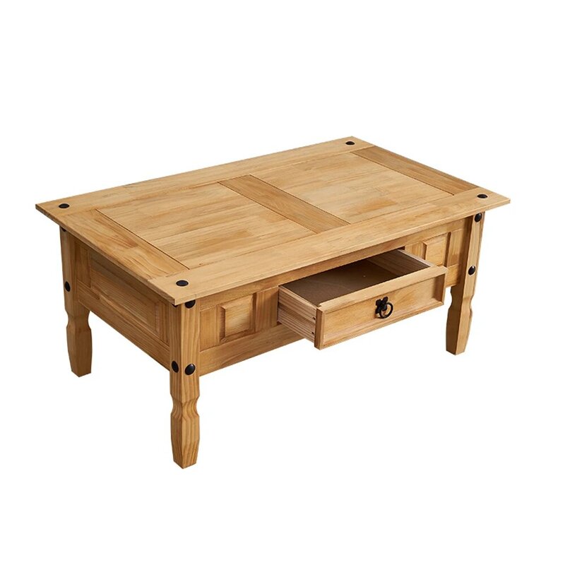 Panana naturalny styl Sofa stół starożytny wosk Sofa stół 1 szuflada stałe drewno sosnowe salon stojak stolik kawowy szybka wysyłka