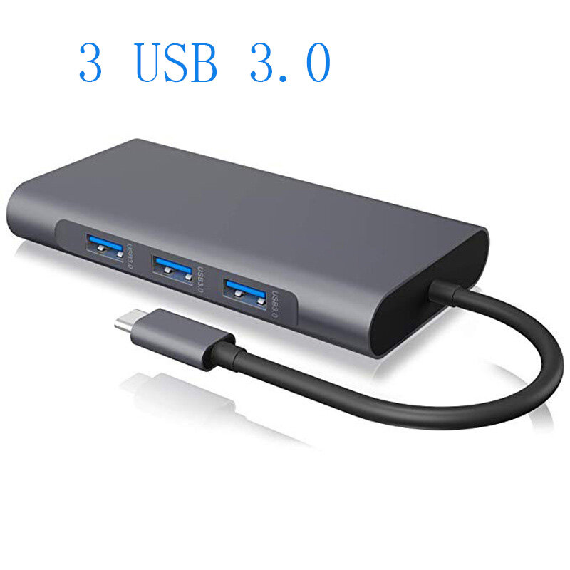 USB Type C Hub Type-C To HDMI 4K VGA Adapter RJ45 Lan Ethernet SD TF USB-C 3.0 3.5mm Jack Audio for MacBook Pro/Air OTG 2021