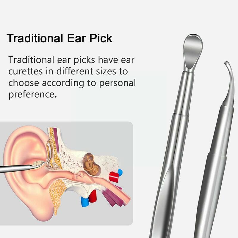 Set di raccolta dell'orecchio di qualità raccoglitori di cerume per orecchie strumento per cucchiaio detergente per orecchie cura dell'orecchio pulito K5G9