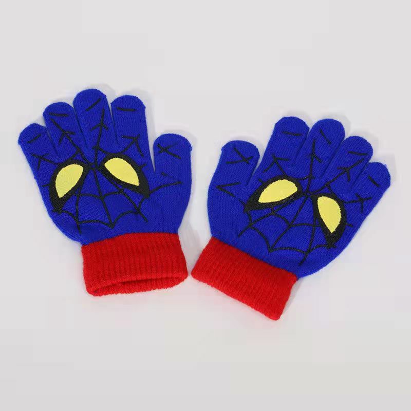 Gants tricotés pour enfants, petite laine d'araignée, gants en caoutchouc imprimés de dessin animé pour garçons pour garder au chaud à l'extérieur, automne et hiver 2021