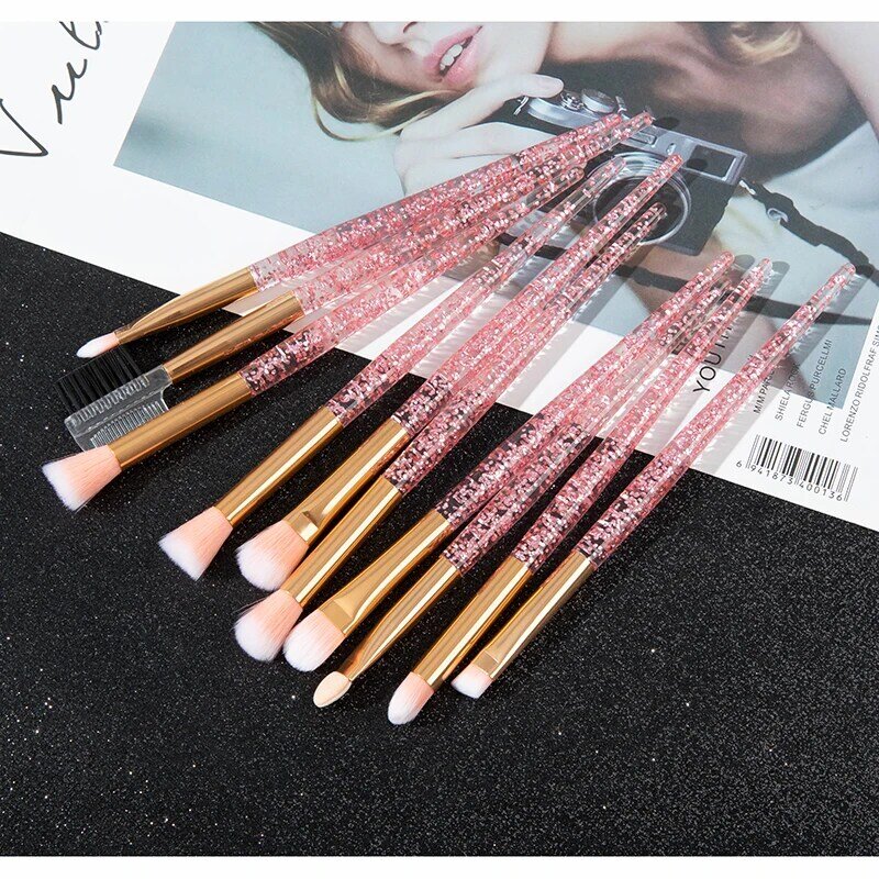 Glitter 10pcs Lovely Pink Unicorn Eye Brushes Set Eyeliner Eyebrow Eyeshadow Makeup Brushes Set Cosmetic Beauty maquiagem Tools