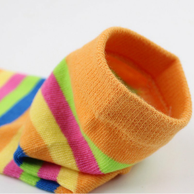 Calcetines de cinco dedos Unisex, medias de algodón suaves, coloridas, a rayas