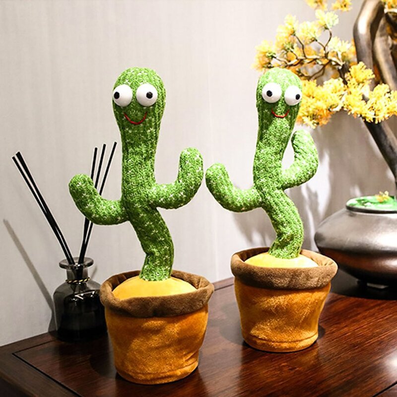 Juguete de peluche de Cactus bailarín para niños, juguete educativo de repetición de grabación de sonido parlante, canciones en inglés, ruso, español, vietnamita, árabe, 120