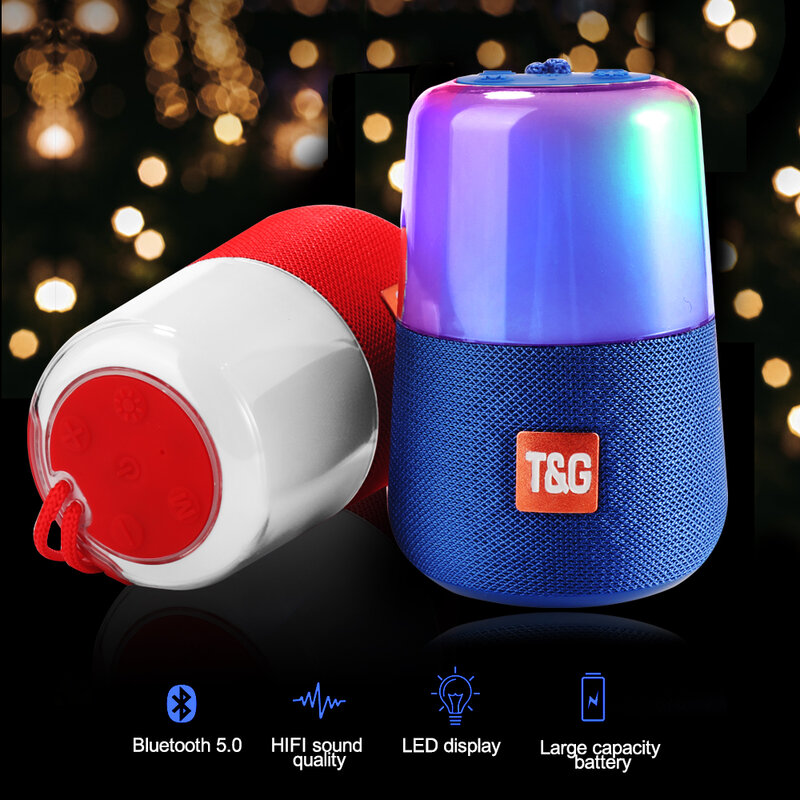 TG168 – haut-parleur à lumière LED, haut-parleur Bluetooth Portable, petite barre de son étanche, Support de micro FM, AUX, USB, carte TF