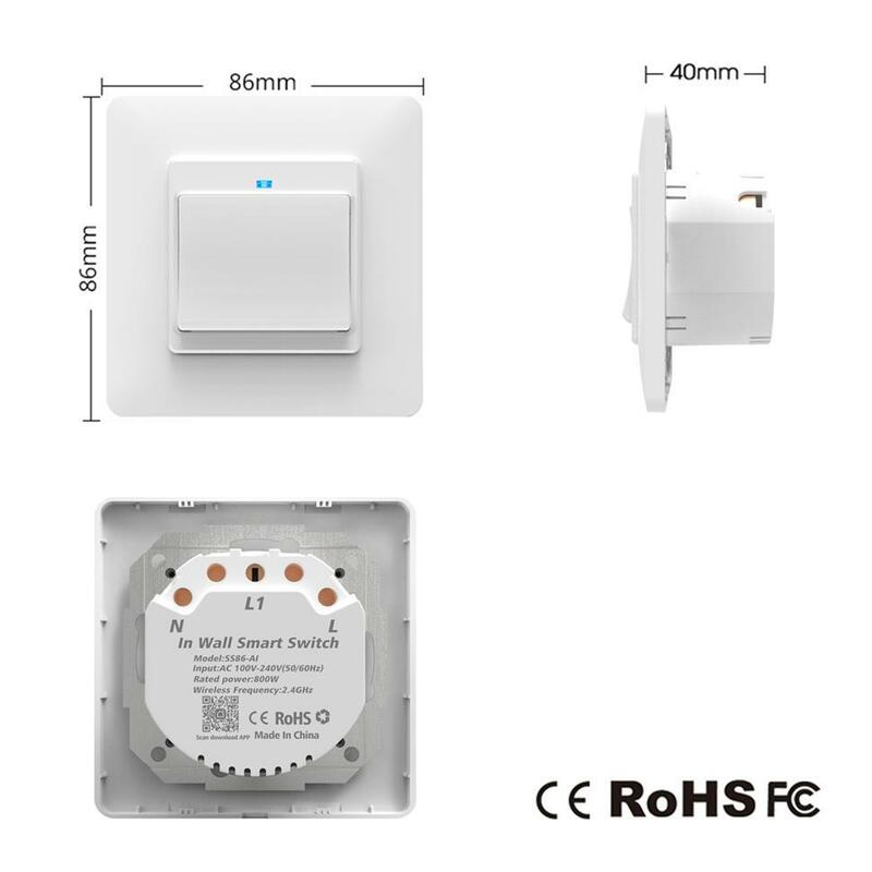 Lonsonho-interruptor inteligente con Wifi, Control remoto inalámbrico, aplicación Tuya Smart Life, UE, 220V, pulsador de luz de pared, Alexa y Google Home