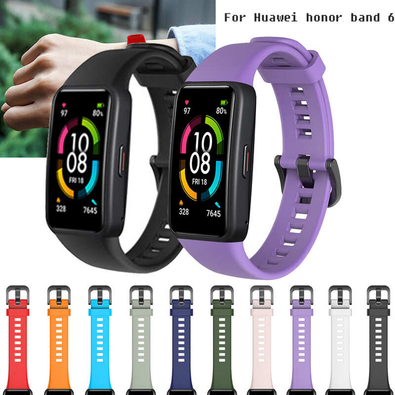Ersatz Sport Silikon Uhr Band Handgelenk Strap Einstellbare Uhrenarmbänder für Huawei band 6 honor band 6 Uhr smart uhr uhr