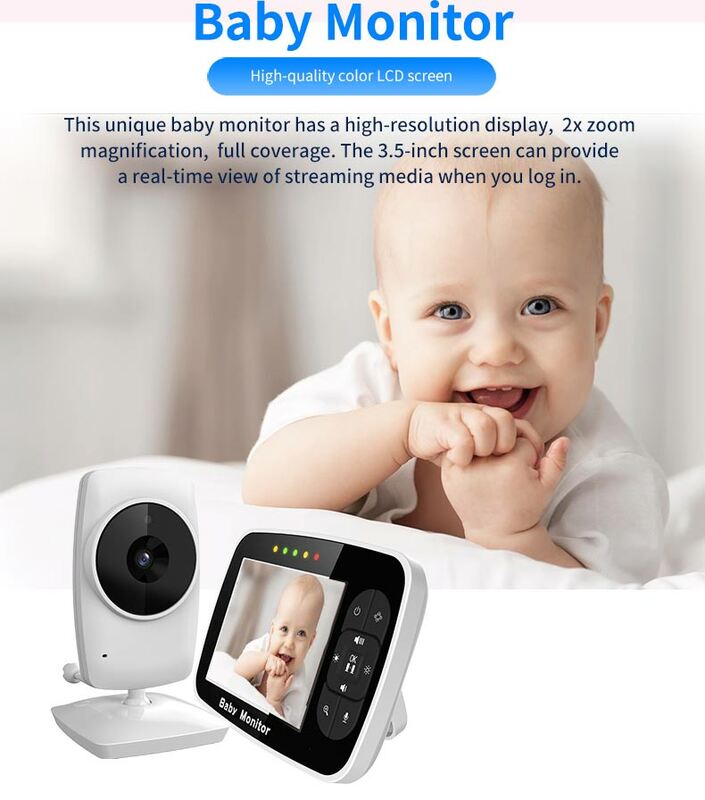 3.5 "HD Wireless Baby Monitor con due telecamere digitali IR visione notturna citofono Baby Monitor Baby Monitor supporto commutazione obiettivo