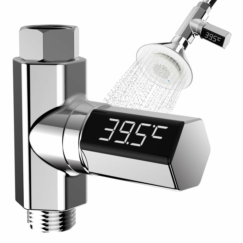 Medidor de temperatura del agua, pantalla Led Celsius, plástico, rotación de 360 grados, termómetro de ducha eléctrica