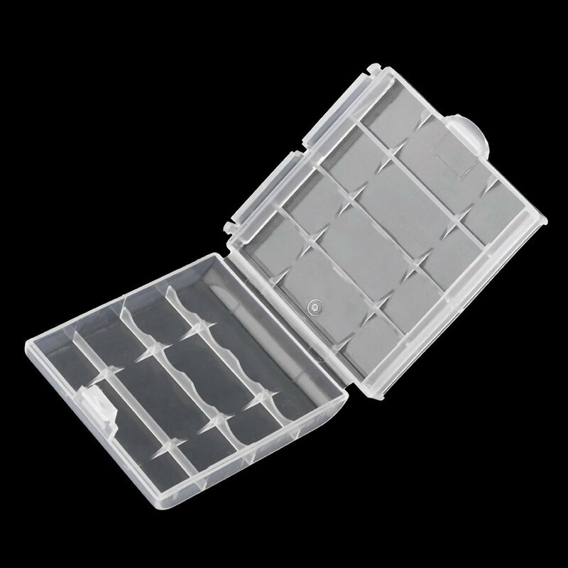 White Plastic Battery Storage Box Case Cover Holder Transparent Hard Plastic for 4 Pcs AA AAA Batteries ZC163500 ACEHE