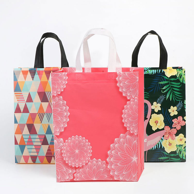 Fashion Flower Print Shopping Bag Tote Non-woven Fabric Eco Handbag Travel Grocery Folding Bags Clothing Packaging Bag