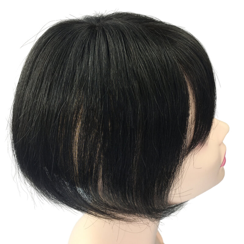 Halo Lady Beauty-extensiones de cabello humano con Clip para mujer, 100% de 8-12 pulgadas, con flequillo, liso, brasileño, Natural, no remy, para la pérdida de cabello