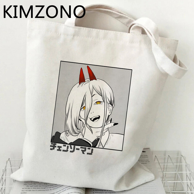 Chainsaw Man กระเป๋ารีไซเคิลกระเป๋า Bolso Eco Shopper Shopping ผ้าใบกระเป๋า Boodschappentas พับ Cabas