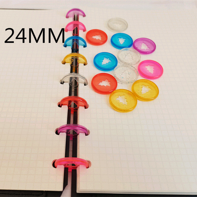 100 шт. 24 мм цветное пластиковое связывающее кольцо для блокнота с отверстием в виде ёлки