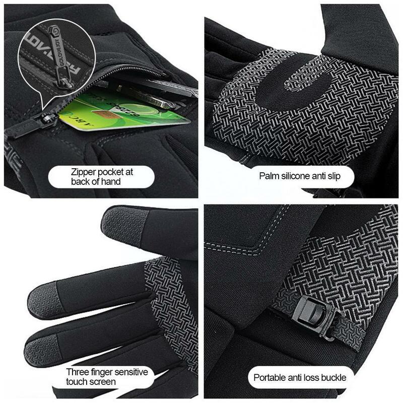 Зимние велосипедные перчатки, сохраняют тепло, противоскользящие, для сенсорного экрана, мотоциклетные перчатки для активного отдыха, водо...