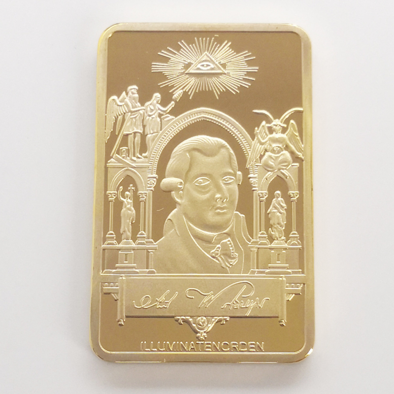 1776 مربع مذهب بار تذكارية عملة الماسونية تذكارية عملة الذهب بار عملة المقتنيات ديكور المنزل