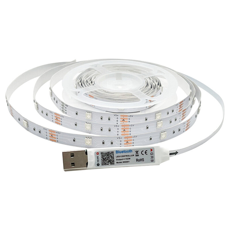 5m 5050 światła Led RGB Strip Neon 5V USB Mini Led z Bluetooth taśmy kontrola aplikacji 4M 3M 2M 1M elastyczna lampa, noc, lekki wodoodporny
