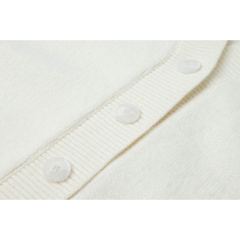 Suéter de punto para mujer, cárdigans de estilo perezoso, con cuello en V, abrigo de manga larga, informal coreano, Top de punto de un solo pecho