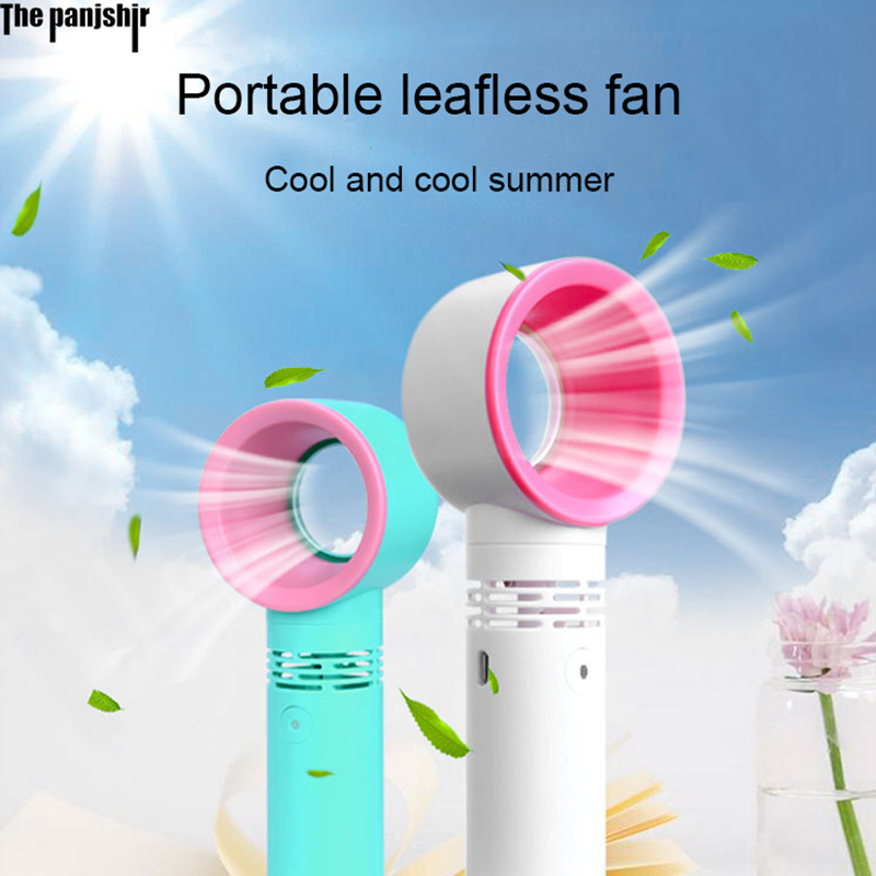 New Vaneless Handheld Fan USB Cooler Mini Portable Air Conditioning Fan Quiet Home Outdoor Fan Cooler Bladeless Handheld Fan