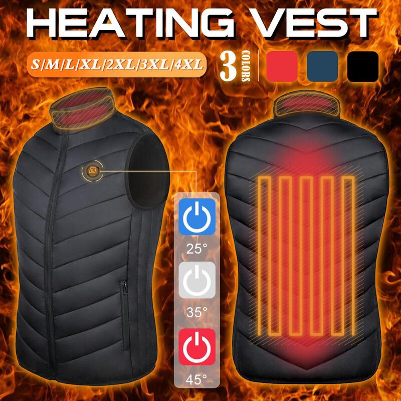 2020新8加熱パッド冬の屋外男性電気加熱されたベストusb加熱ベスト冬の熱布羽ハンティングジャケット