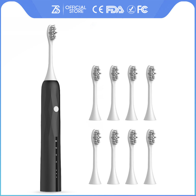 ZS – brosse à dents électrique sonique étanche IPX7, Charge rapide USB, pour adulte, de haute qualité, nettoie et restaure la blancheur des dents