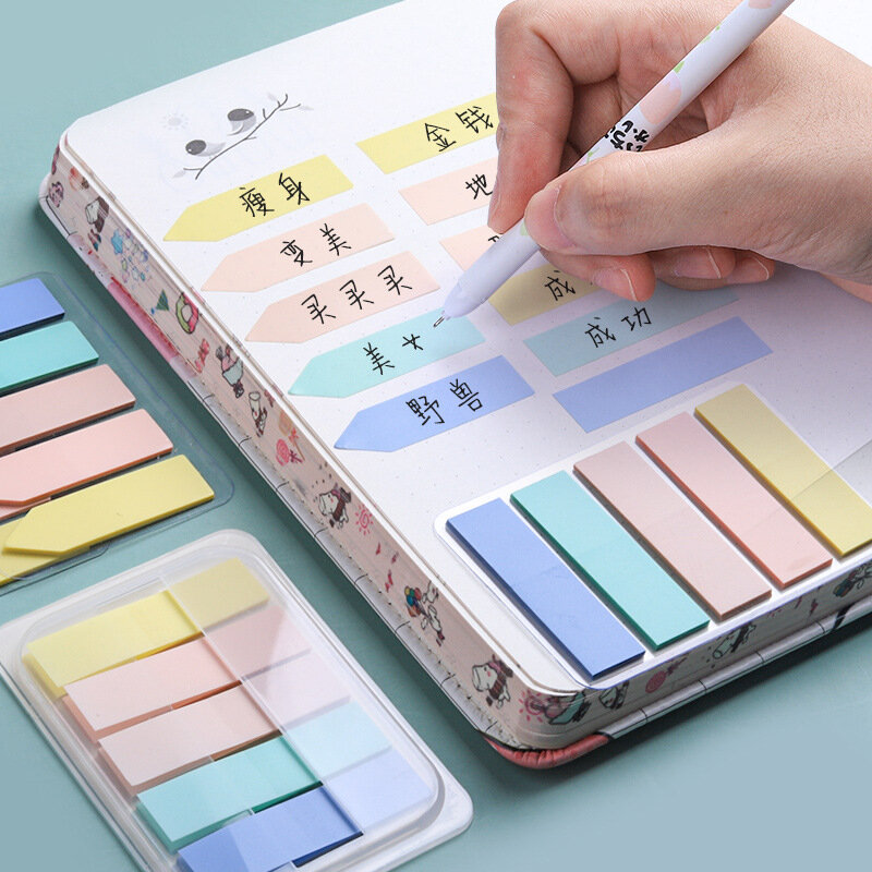 Morandi Color Sticky Notes Index Label Sticker Tear Waterproof Girl Memo Sheet Sticky Tabs Kawaii Korean Stationery