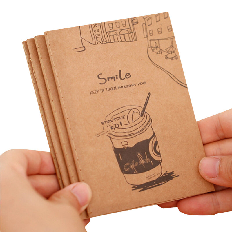 1pcs/lot Vintage Note Book Small Cartoon Smile Diary Notepads Retro Exercise Book Office School Supplies
