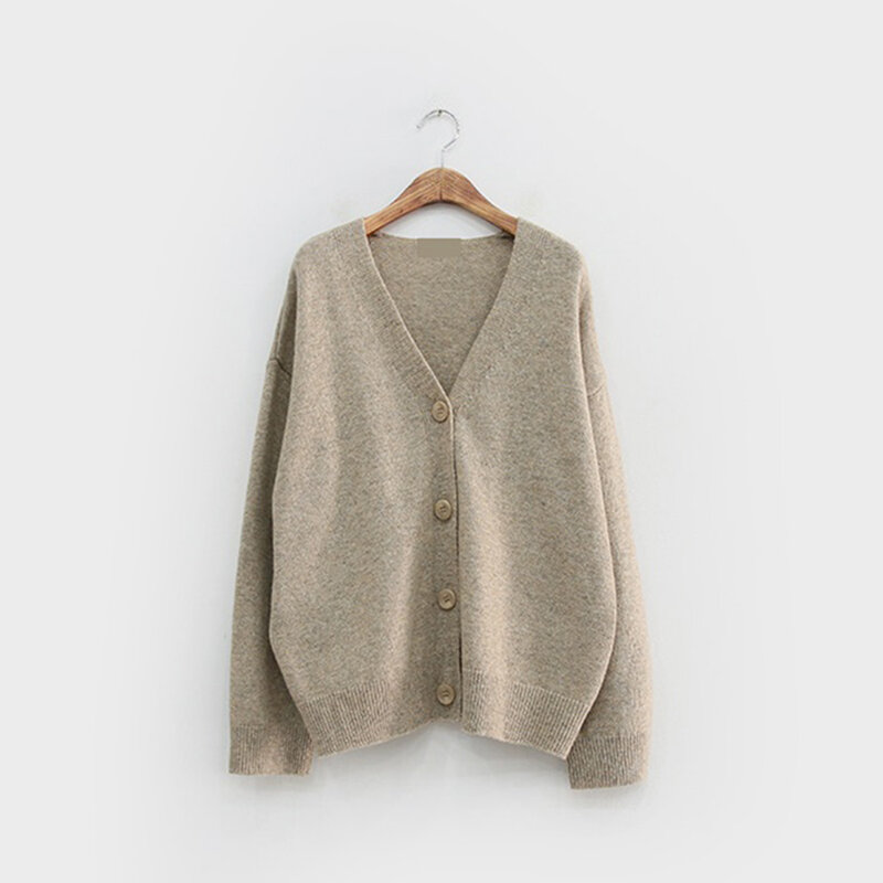 Kobiety w stylu Vintage sweter V neck 2020 sweter jesień miękka dzianina bawełniana gorąca fala koreańskie Casual prosta jednokolorowa modna kurtka