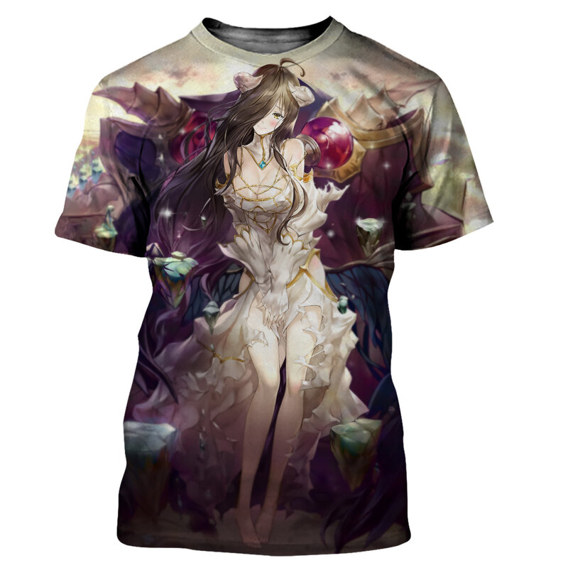 T-shirt homme/femme, Streetwear, décontracté, à la mode, avec Anime Overlord Albedo imprimé en 3D, Style Harajuku, 2021