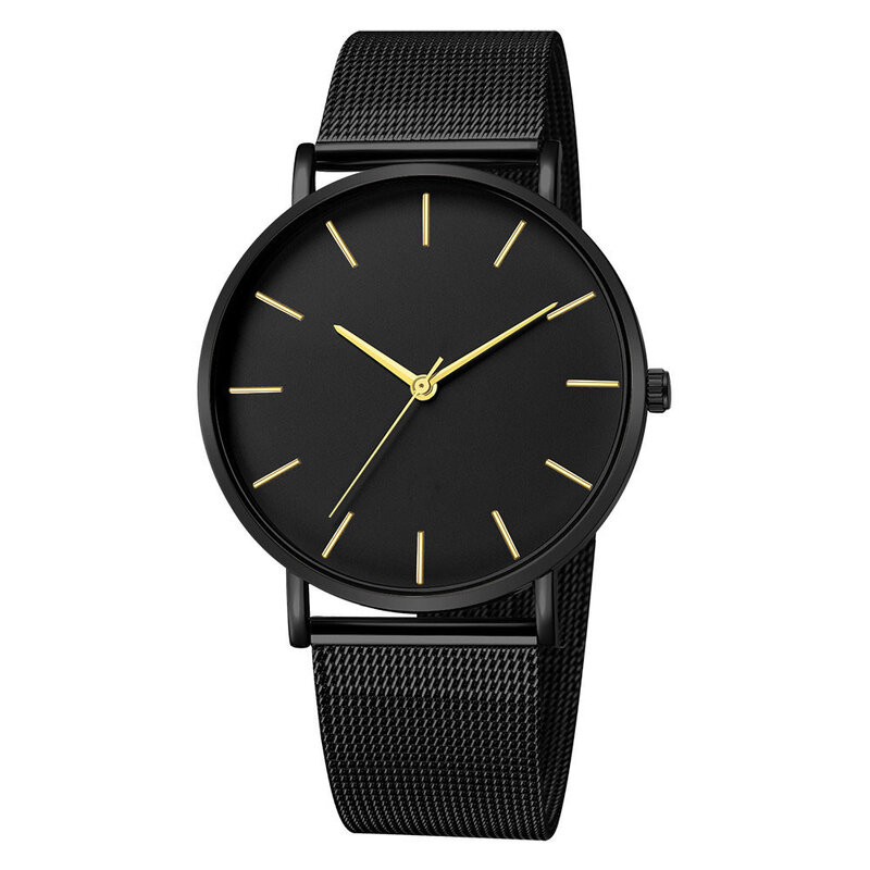 Часы наручные мужские ультратонкие, модные простые кварцевые деловые, с сетчатым ремешком из нержавеющей стали, в минималистском стиле