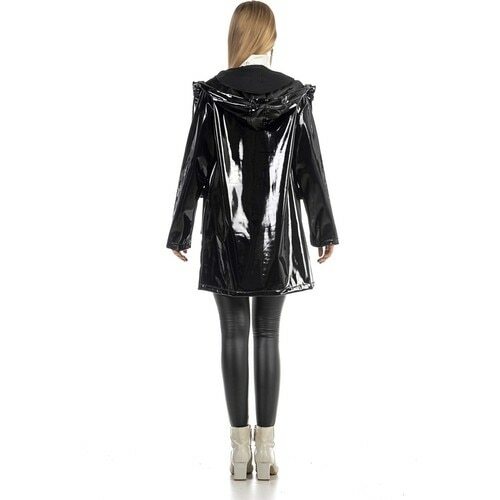 Весна-Осень 2021 женский жапанный кожаный дождевик черный дождевик с длинным рукавом яркий черный женский дождевик Новый сезон брендовый Lux