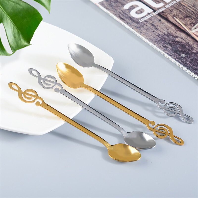 UPSPIRIT 10Pcs Coffee Spoon Stainless Steel Teaspoons Set Creative Shap Spoon Ice Cream Dessert Spoons Tea Accessories Tableware