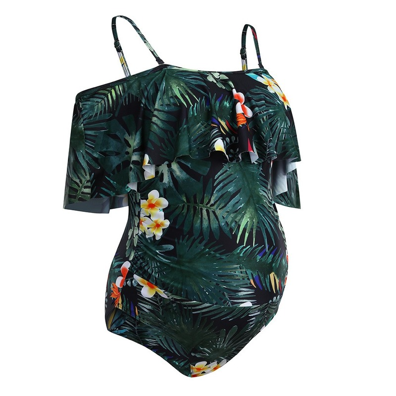 2021 moda roupa de banho para grávidas maiô de uma peça sexy fatos de banho de maternidade plissado impressão sólida biquinis mais tamanho
