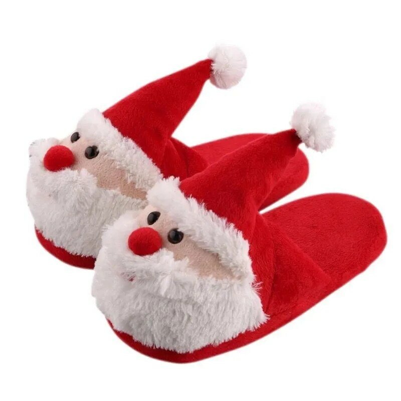 Детские теплые домашние хлопковые тапочки Санта Клауса для женщин для дома и Рождества детские Нескользящие плюшевые тапочки для девочек и...