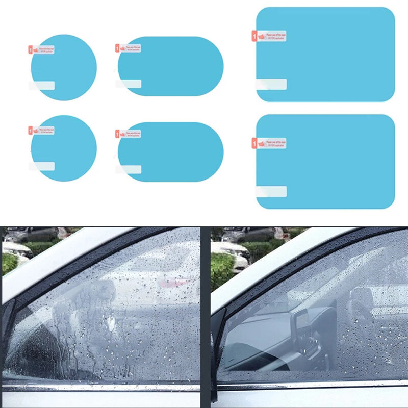 Espejo retrovisor de coche, película protectora antiniebla, película transparente, impermeable, antiniebla, antideslumbrante, 2 unids/set