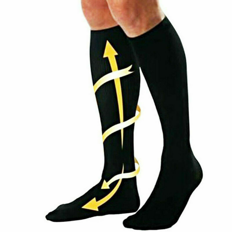 새로운 유니섹스 양말 압축 스타킹 압력 정맥류 스타킹 무릎 높은 다리 지원 스트레치 압력 순환
