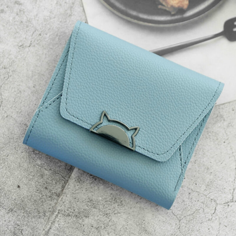 オルチャン-女性用puレザーの財布,学生用の小さな財布,シンプルでシック,カワイイ,韓国スタイル
