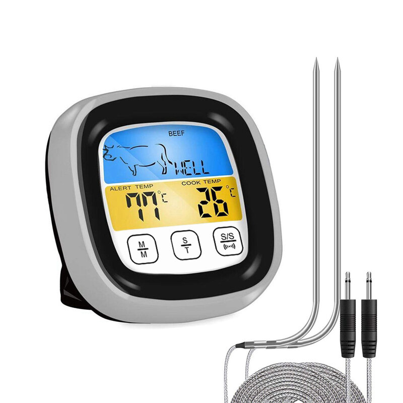 اللحوم الرقمية مقياس حرارة للمطبخ المقاوم للصدأ مقاوم للماء اللحوم درجة الحرارة التحقيق فرن الطبخ BBQ مقياس الحرارة