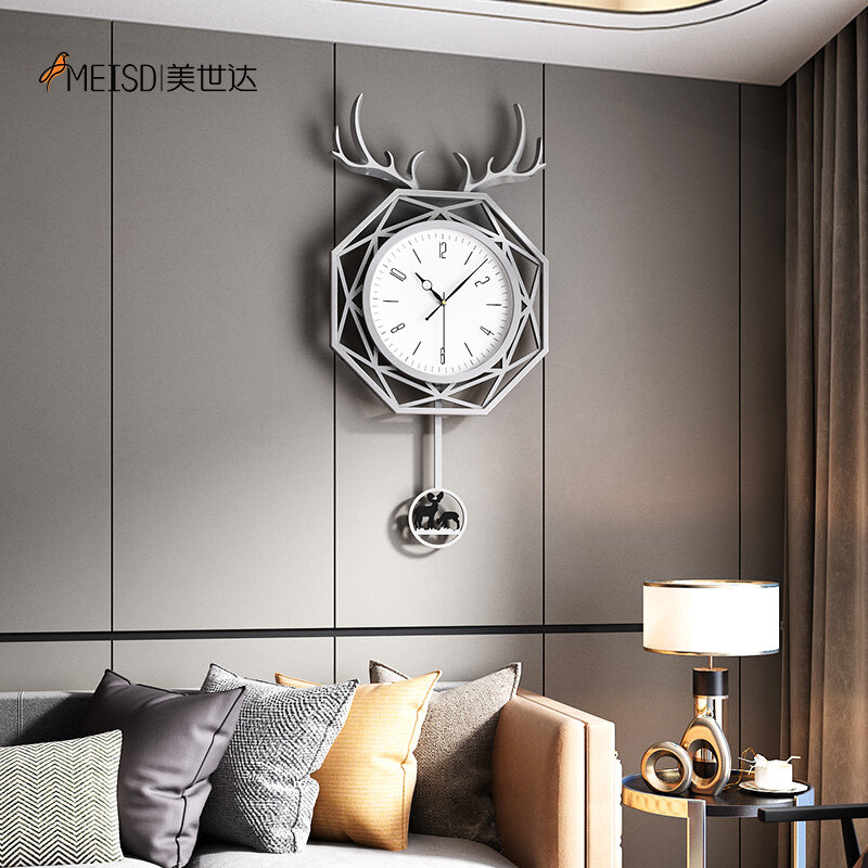 MEISD – Horloge murale en résine époxy, pendule moderne en forme de cerf, décoration d'intérieur pour salon, livraison gratuite