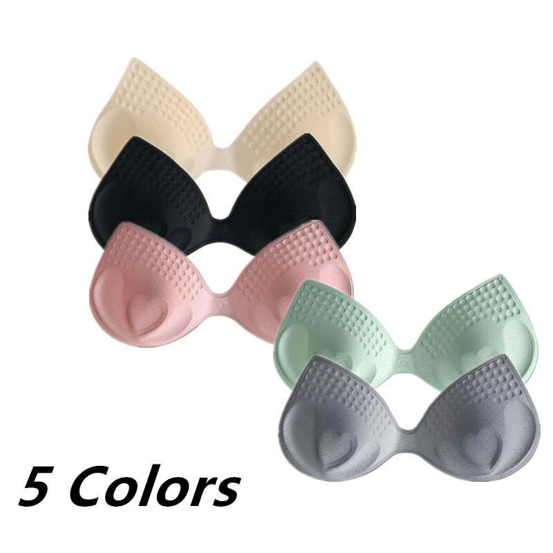Latex Bra Pads Cups Womens Inserts Thicken Sponge Reusable Triangle Breast Cushion Breathable One piece Swimsuit Push-Up Bikini