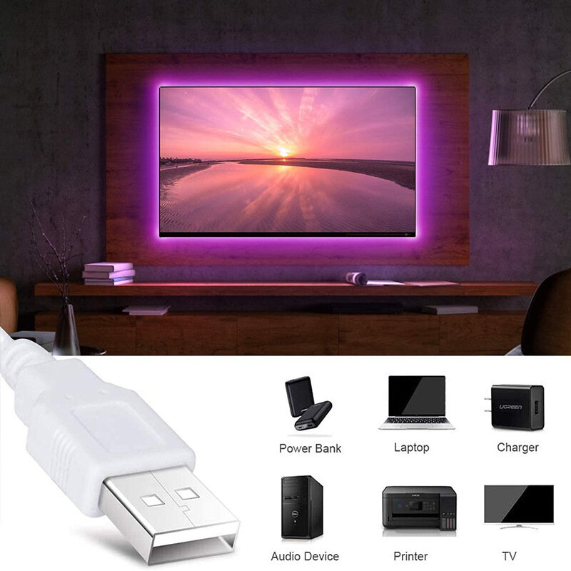 Tira de Luces Led RGB para decoración de sala de estar, cinta de iluminación, lámpara Fita, Control por Bluetooth, infrarrojo, 10M, 5M, 5050