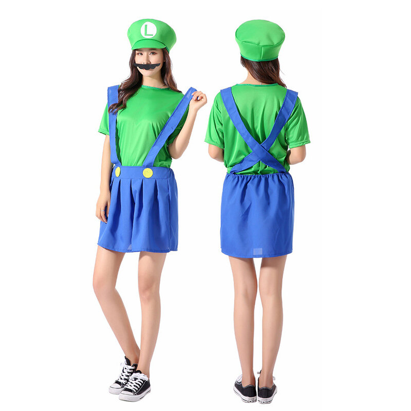 Enfants Garçons Super Mario Luigi cosplay complet Set overall suit Costume Hiver