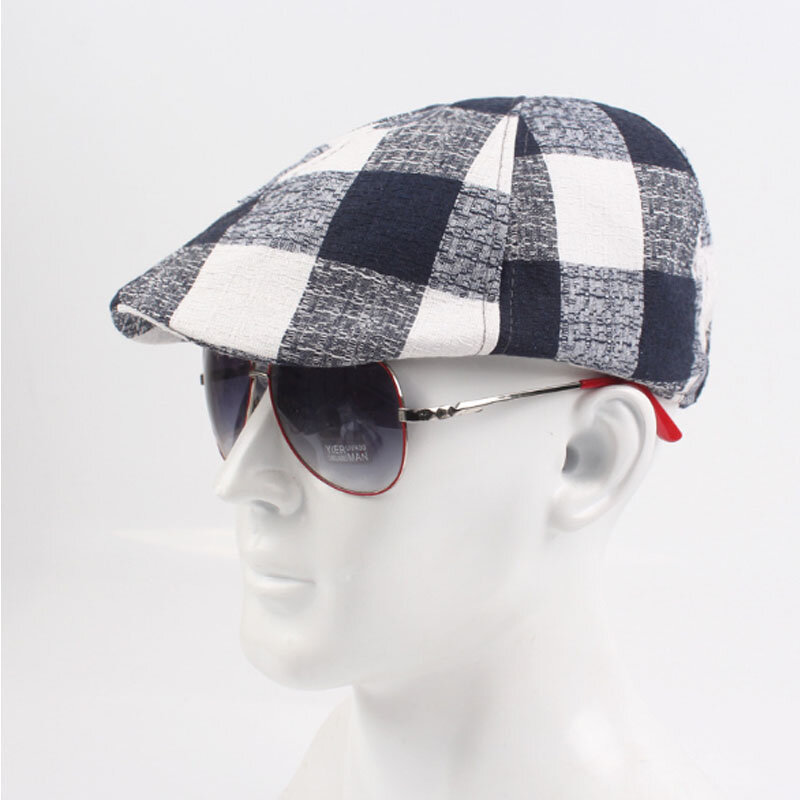 Vintage xadrez boina boné masculino e feminino viseira gorras plana bonés boinas chapéus