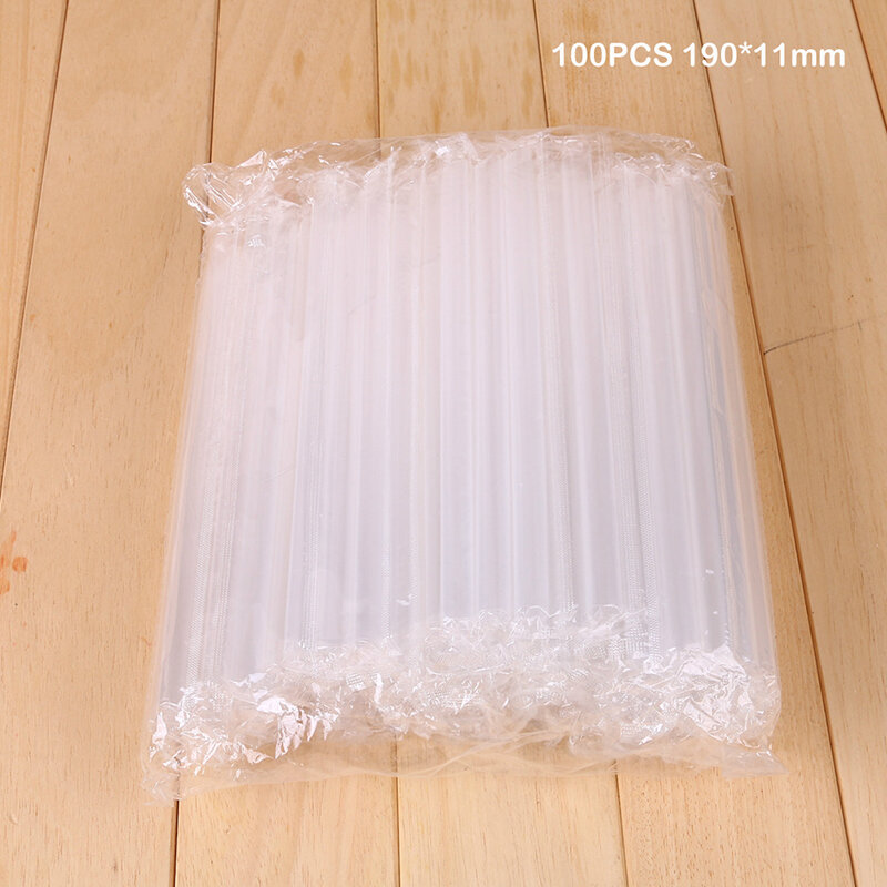 Pajitas de plástico de 11mm de ancho para té, pajitas desechables reutilizables para batidos Boba, sin BPA, 100 piezas